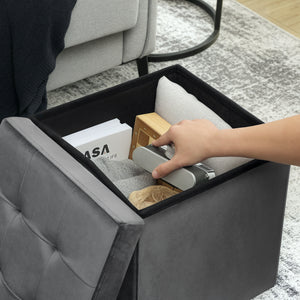 Sitzhocker klappbar mit Stauraum grau