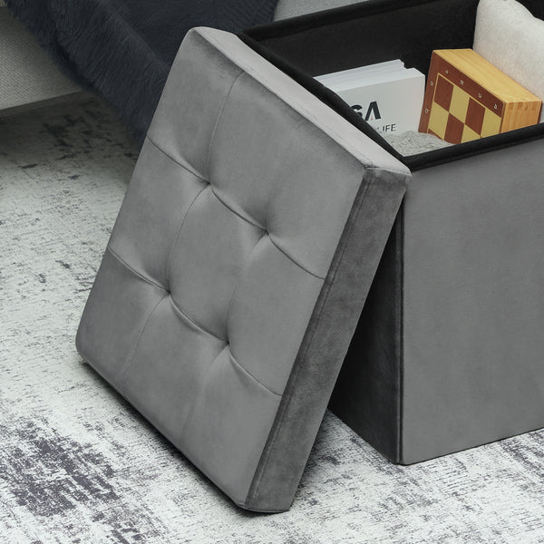 Sitzhocker klappbar mit Stauraum grau