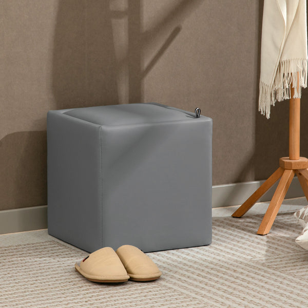 Sitzhocker mit Stauraum 40x40x40cm Kunstleder grau