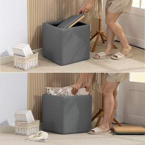 Sitzhocker mit Stauraum 40x40x40cm Kunstleder grau