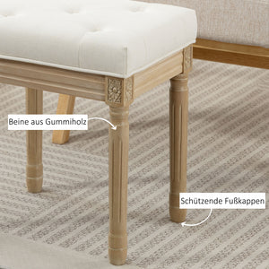 Sitzhocker Polsterbank mit Holzbeinen aus Leinen beige