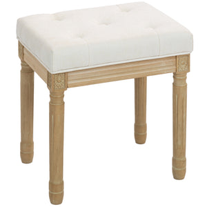 Sitzhocker Polsterbank mit Holzbeinen aus Leinen beige