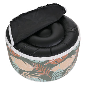 Sitzhocker Pouf Sitzkissen Sitzsack Gartenhocker aufblasbar 29x55cm Blatt-Design