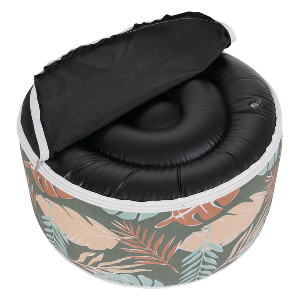 Sitzhocker Pouf Sitzkissen Sitzsack Gartenhocker aufblasbar 29x55cm Blatt-Design
