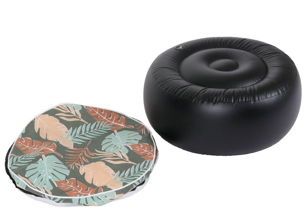 Sitzhocker Pouf Sitzkissen Sitzsack Gartenhocker aufblasbar 29x55cm Blatt-Design