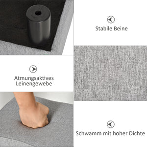 Sitzhocker rechteckig bis 150kg Leinenoptik Grau