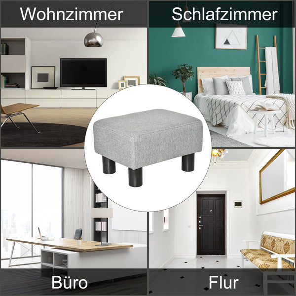 Sitzhocker rechteckig bis 150kg Leinenoptik Grau