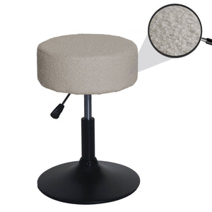 Sitzhocker Schminkhocker höhenverstellbar drehbar Ø37cm Bouclé beige