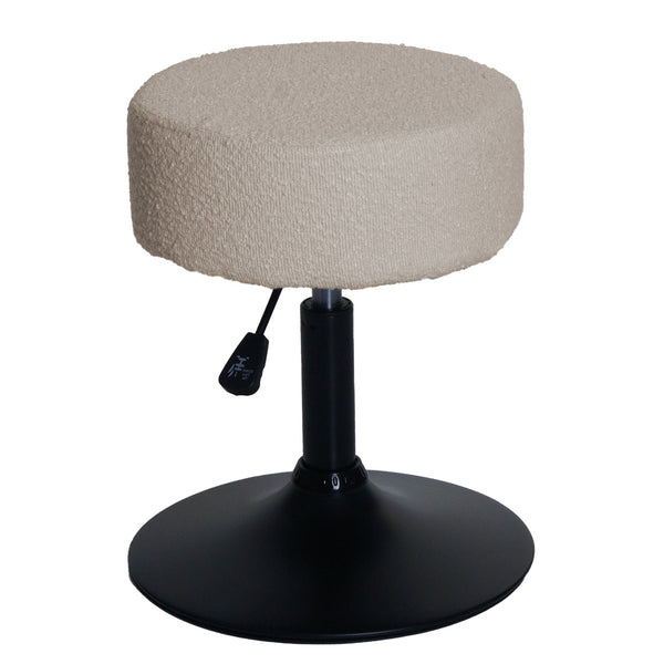 Sitzhocker Schminkhocker höhenverstellbar drehbar Ø37cm Bouclé beige