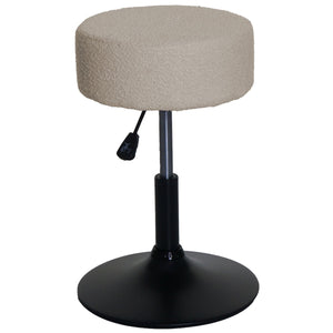 Sitzhocker Schminkhocker höhenverstellbar drehbar Ø37cm Bouclé beige