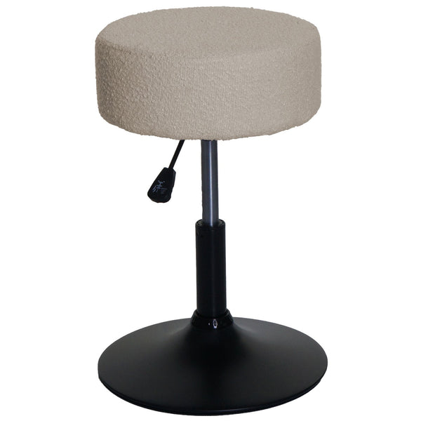 Sitzhocker Schminkhocker höhenverstellbar drehbar Ø37cm Bouclé beige