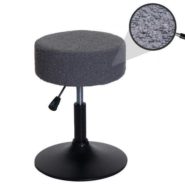 Sitzhocker Schminkhocker höhenverstellbar drehbar Ø37cm Bouclé dunkelgrau