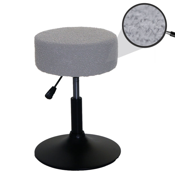 Sitzhocker Schminkhocker höhenverstellbar drehbar Ø37cm Bouclé grau