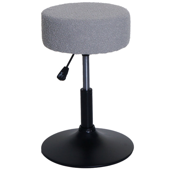 Sitzhocker Schminkhocker höhenverstellbar drehbar Ø37cm Bouclé grau