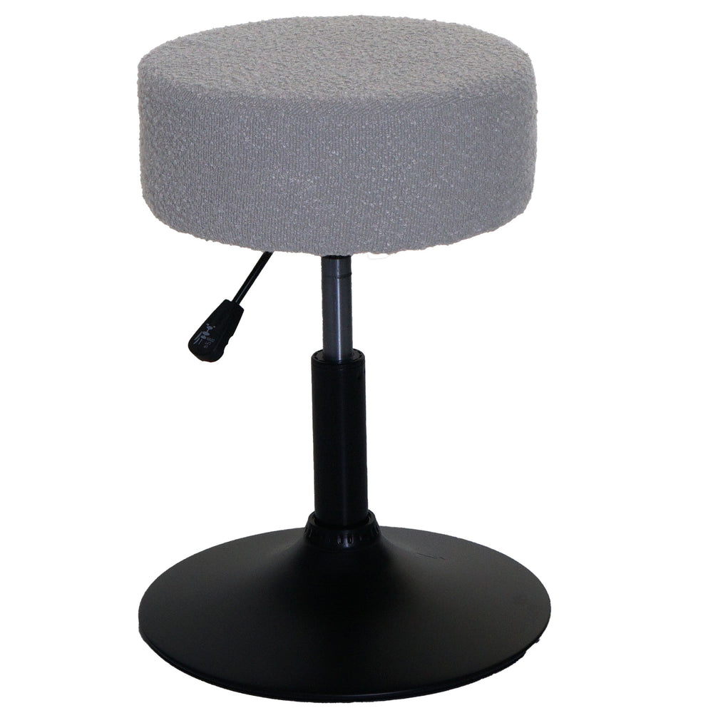Sitzhocker Schminkhocker höhenverstellbar drehbar Ø37cm Bouclé grau