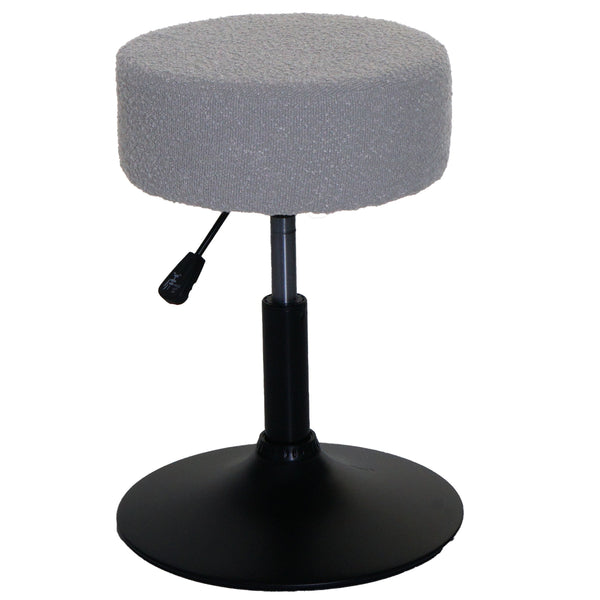 Sitzhocker Schminkhocker höhenverstellbar drehbar Ø37cm Bouclé grau