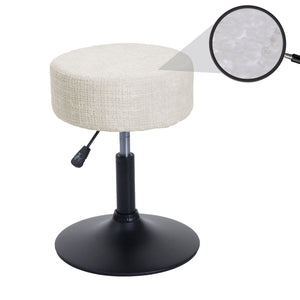 Sitzhocker Schminkhocker höhenverstellbar drehbar Ø37cm Chenille creme-weiss
