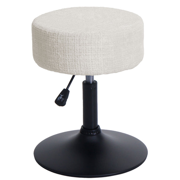 Sitzhocker Schminkhocker höhenverstellbar drehbar Ø37cm Chenille creme-weiss
