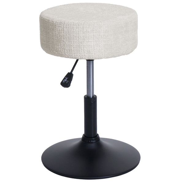 Sitzhocker Schminkhocker höhenverstellbar drehbar Ø37cm Chenille creme-weiss