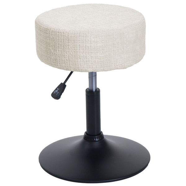Sitzhocker Schminkhocker höhenverstellbar drehbar Ø37cm Chenille creme-weiss