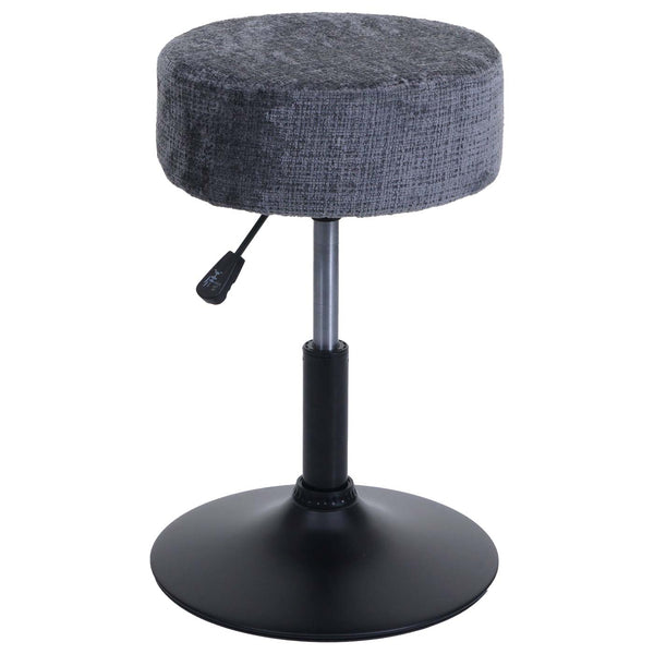 Sitzhocker Schminkhocker höhenverstellbar drehbar Ø37cm Chenille dunkelgrau
