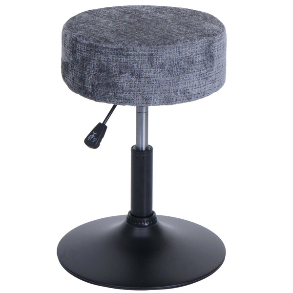 Sitzhocker Schminkhocker höhenverstellbar drehbar Ø37cm Chenille dunkelgrau