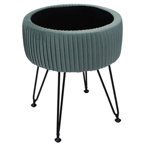 Sitzhocker mit Staufach Ø33cm Samt-Optik grün Gestell schwarz