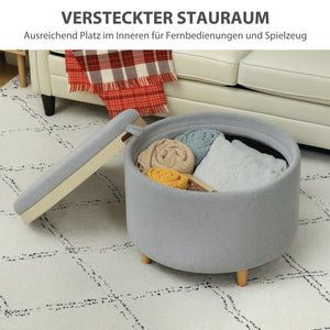 Sitzhocker mit Stauraum für Wohnzimmer Teddyfleece grau