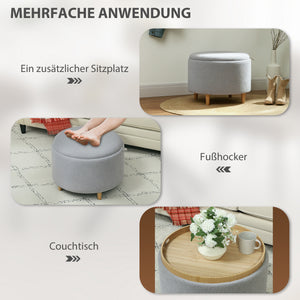Sitzhocker mit Stauraum für Wohnzimmer Teddyfleece grau