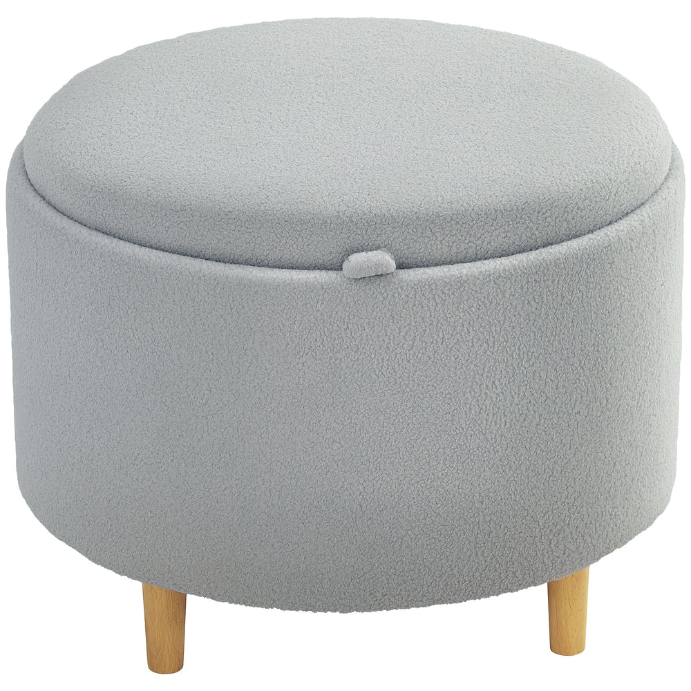 Sitzhocker mit Stauraum für Wohnzimmer Teddyfleece grau