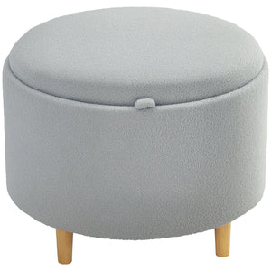 Sitzhocker mit Stauraum für Wohnzimmer Teddyfleece grau