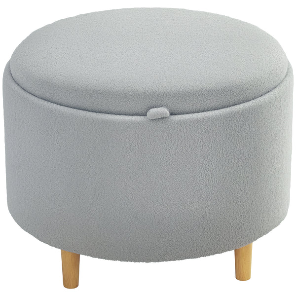 Sitzhocker mit Stauraum für Wohnzimmer Teddyfleece grau