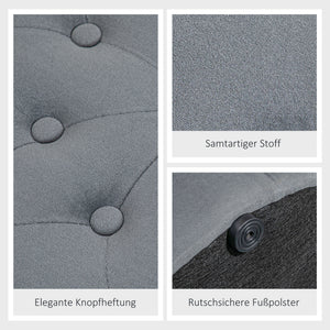 Sitzhocker mit Stauraum runde Form Samtoptik Grau