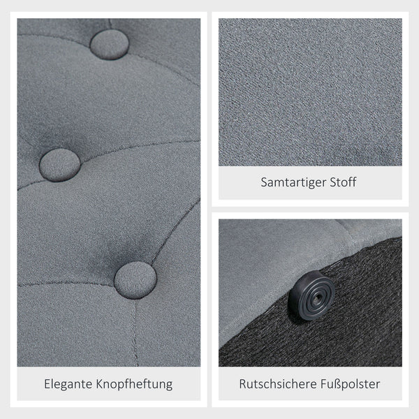 Sitzhocker mit Stauraum runde Form Samtoptik Grau