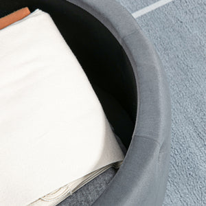 Sitzhocker mit Stauraum runde Form Samtoptik Grau