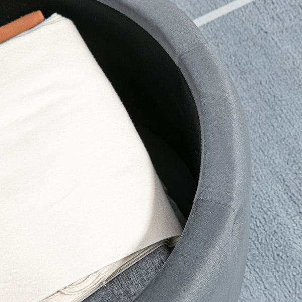 Sitzhocker mit Stauraum runde Form Samtoptik Grau