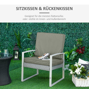 Sitzkissen 2er Set waschbar dicke Polsterauflage dunkelgrau
