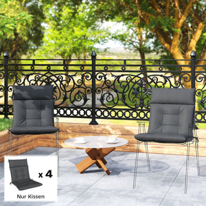 Sitzkissen 4er Set wasserabweisend rutschfest Indoor Outdoor dunkelgrau