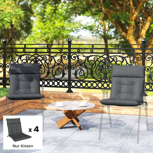 Sitzkissen 4er Set wasserabweisend rutschfest Indoor Outdoor dunkelgrau
