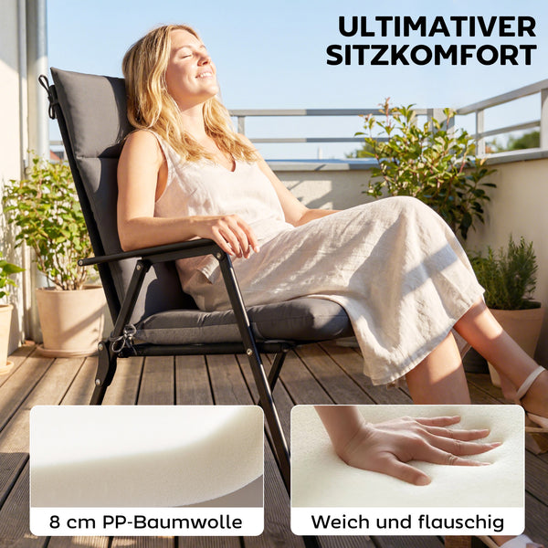 Sitzkissen 4er Set wasserabweisend rutschfest Indoor Outdoor dunkelgrau