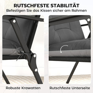 Sitzkissen 4er Set wasserabweisend rutschfest Indoor Outdoor dunkelgrau