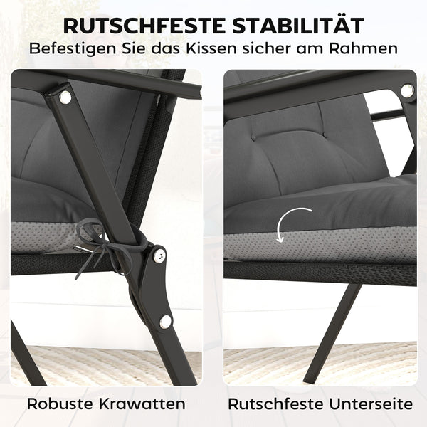 Sitzkissen 4er Set wasserabweisend rutschfest Indoor Outdoor dunkelgrau