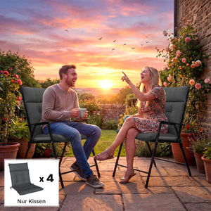 Sitzkissen 4er Set wasserabweisend rutschfest Indoor Outdoor dunkelgrau