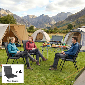 Sitzkissen 4er Set wasserabweisend rutschfest Indoor Outdoor dunkelgrau