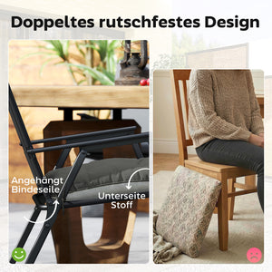 Sitzkissen 4er Set rutschfest mit Bändern für Stühle outdoor indoor