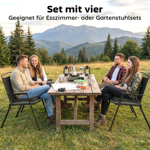 Sitzkissen 4er Set rutschfest mit Bändern für Stühle outdoor indoor