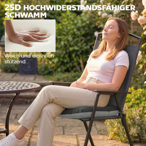 Sitzkissen 4er Set rutschfest mit Bändern für Stühle outdoor indoor