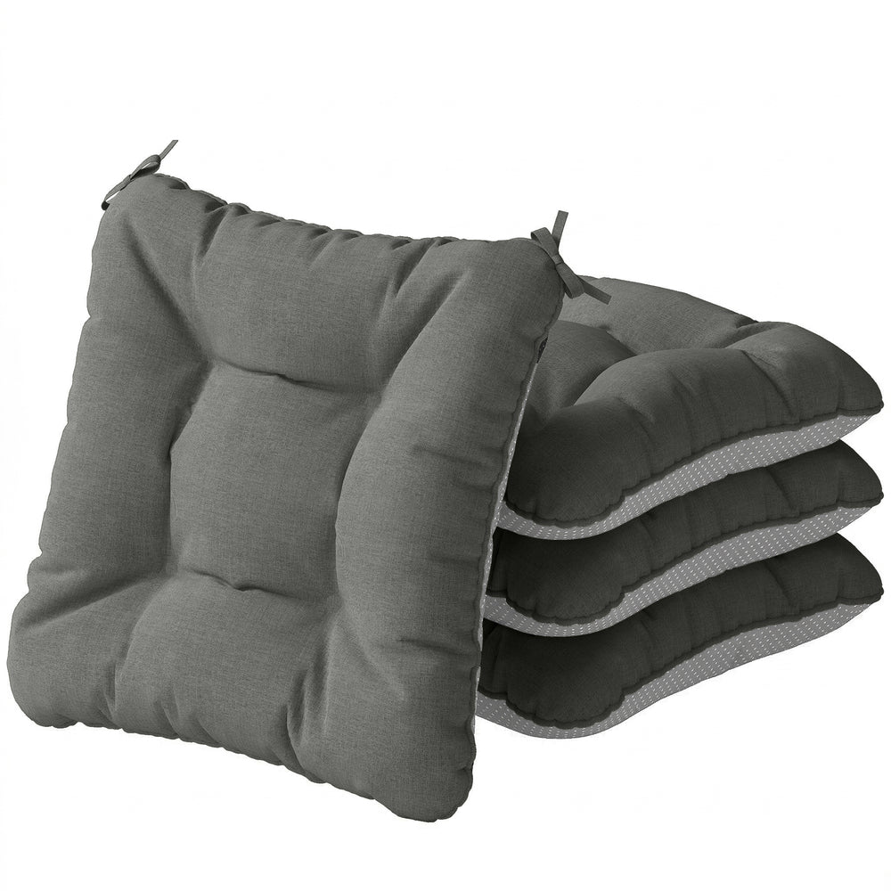 Sitzkissen 4er Set rutschfest mit Bändern für Stühle outdoor indoor