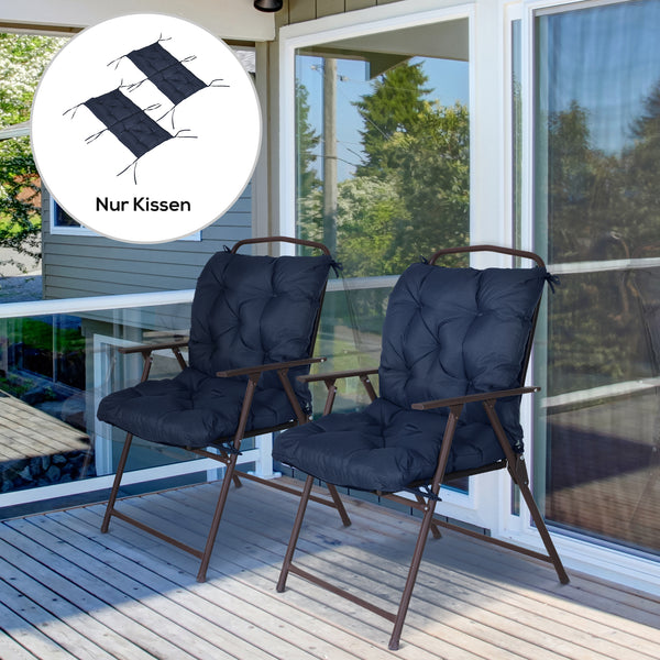 Sitzkissen 2er Set dick mit Bindebändern 98x50cm dunkelblau