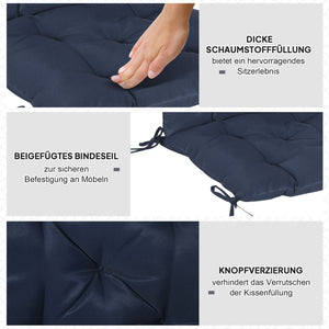 Sitzkissen 2er Set dick mit Bindebändern 98x50cm dunkelblau